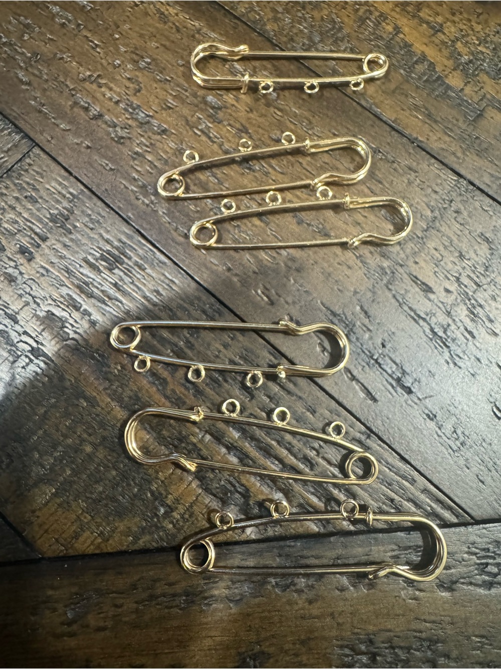 Gold Charm Safety Pin Connector for Your favorite tote bag Findings (Set of 6)
